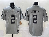 Men's Las Vegas Raiders #2 Ashton Jeanty Gray 2025 Draft F.U.S.E. With Nevada Silver Stat Patch And 65th Anniversary Patch Stitched Jersey,baseball caps,new era cap wholesale,wholesale hats